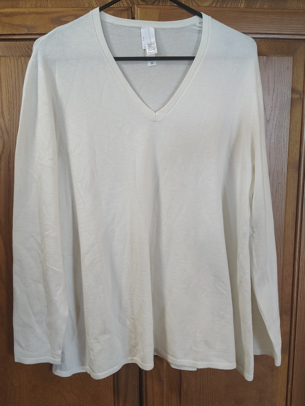 Wynne Layers Ivory V-Neck Long Sleeve Sweater Cashmere Blend Size XL Women's